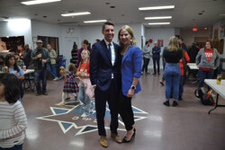 André Fortin, re-elected as MNA for Pontiac, with wife Marlene Floyd on election night, October 3 at the Knights of Columbus Hall with supporters in Aylmer. Photo: Lily Ryan