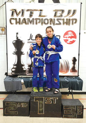 Aylmer’s first place duo: Kayla took home first place in her division and was the only girl fighting. Shawn placed first as well at the Montreal Brazilian Jiu Jitsu Championship (MTL BJJ), July 28 in Oka, Quebec. Photo: Courtesy