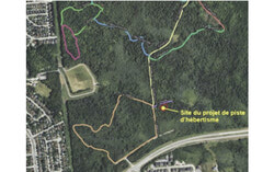 Carte des sentiers de la forêt Boucher et emplacement de la future piste d’hébertisme. Crédit photo : Gracieuseté