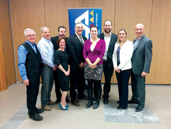 APICA’s 2015-16 Board of Directors: from left, Gérard Émond, general director of the Aylmer Foodbank; Mike Lafleur, Scotia Bank; Karine Savaria, accountant; Philippe Ardilliez, CIBC Bank; Stéphanie Olney-Lessard, Étude légale du Vieux-Aylmer; Alexandre Cliché, TC Media; Annie Léveillée, DoubleTree by Hilton; Pierre Dionne, Caisse Desjardins Hull-Aylmer, and Denis Lavallée, Tim Hortons Aylmer. 
Photo: MG, Courtoisie