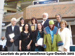 Lauréats du prix d’excellence Lyse-Daniels 2015.			Photo: Courtoisie