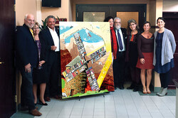 De gauche : Alexandre Pampalon (artiste musicien et auteur), Guylaine A. Beaulieu 
(directrice générale de la Coopérative funéraire de l'Outaouais), Dan Guay (président 
du CFO), Isabelle Regout, Claude Tremblay (directeur adjoint au CFO), Louise Audet 
(du Ministère de la Culture et des communications - bureau régional, Micheline Shoebridge (de MASC), Julie Martineau (de Culture Outaouais), le 19 octobre. (LR)
Credit: Courtoisie