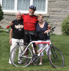 Hans Frischeisen outside the home of his Aylmer hosts Roger and Michelle Aubrey	Photo: Amanda Russell