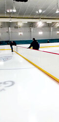 On February 23, the Aylmer Minor Hockey Association (AHMA) recently received a brand-new set of authentic boards for the Novice half-ice program. Pictured, rink attendants stand alongside the new boards after installing them for very first time. Photo: AHMA